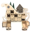 Calendario de Adviento navideño de madera con forma de trineo y cajones numerados - 28.5*8*20CM / Blanco