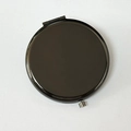 Glossy black portable metal makeup mirror with round double-sided folding design - Double Arc / Black