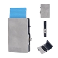Portafoglio RFID grigio da uomo con porta carte automatico e cuciture a contrasto - Grigio