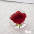 Elegant 9cm crystal ball ornament featuring a preserved red rose for romantic gifting - Red Rose Ball 9cm (Kraft Box)