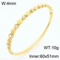 Bracciale ovale in acciaio inossidabile placcato oro 18K con zirconi bianchi e fascia 4mm - Stile Goccia a Onde (KB210546-KSZ)