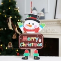 Weihnachtsanhänger mit Schneemann-Motiv und Holzschild mit Merry Christmas Aufschrift - Schneemann