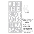 Light gray 4-inch vinyl alphabet letter stickers set for posters and classroom decor - White Letters (3 Sheets/Set)