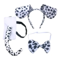 Set costume da dalmata con cerchietto orecchie cane papillon e coda per travestimento - Set per Cani Dalmata 3 Pezzi