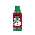 Funda tejida para botella de vino con diseño de muñeco de nieve rojo y bufanda verde - Rojo y Verde Muñeco de Nieve