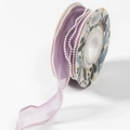 Roll of lilac purple organza ribbon with white pearl edges for flower bouquet packaging - 40mm*10 Yards / Pearl Fishtail Yarn (Purple)