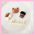 3D resin coffee bear charms with adhesive stickers for DIY cup and phone case decoration - Coffee Bear 4Pcs Set (With Adhesive)