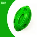 Rugged green rubber rugby-shaped dog ball for teeth cleaning and treat dispensing - Rugby Leaking Ball Style / Green