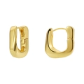 Minimalistische asymmetrische vergoldete geometrische Creolen für Damen auf weißem Grund - Asymmetrischer Stil / Gold