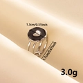 Detailed view of heart ring with dimensions 1.3cm diameter and 3.0g weight specifications - Silver Base / Black Heart