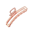 Detail of rose gold hollow rectangular hair claw clip with a glossy metal finish - Rectangle / Rose Gold