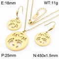 Parure MOM en acier inoxydable doré avec collier et boucles d'oreilles pieds - Ensemble Collier Boucles d'Oreilles MOM Empreintes de Bébé (KS218442-KLX)