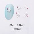 Dettaglio decorazioni unghie a stella argentata con strass rosa e misure 6x8mm - Stella Ottagonale Argento Strass Rosa (A462)