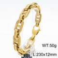 Men's vintage punk style chunky gold stainless steel chain bracelet with lobster clasp - 230mmx12mm / Gold (KB184816-KJX)