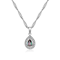 Collier goutte en argent avec pendentif topaze mystique colorée et halo de zircone - Acier Zircon Aurore