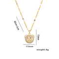 Gold bear pendant necklace with sparkling cubic zirconia and dimensions measurement labels - Gold (884 Bear)