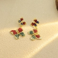 Elegant gold butterfly tassel earrings with colorful enamel wing details for women - Colorful Enamel Butterfly Pendant