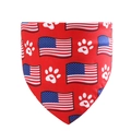 Red American flag pet bandana with white heart-shaped paw prints for dogs and cats - Wavy Stars Stripes (New Style 3)