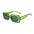 Retro rectangular jelly green sunglasses with translucent frame and dark green lenses - Transparent Green Frame Green Lens