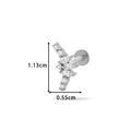 Silver stainless steel lip stud featuring marquise cut zircon stones, size 1.13cm by 0.55cm - Fan Gemstone Cluster Style (0167-6#) / Silver