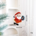 Christmas Santa Claus metal tree ornament in red and blue finish with hanging jute rope - Santa - Blue Gift Bag