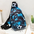 Blue and black kids soccer chest bag with adjustable strap and nylon football print - Blue Black Football