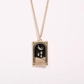 Golden tarot necklace with Knight of Cups pendant and black enamel in a polished finish - Knight of Cups