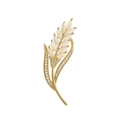 Elegante spilla a forma di spiga di grano dorata con opali e cristalli lucidi - Stile spiga di grano 6 (5.1*1.9cm)
