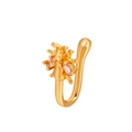 Adjustable golden U-shaped non-piercing nose cuff with pink insect wings and zircon - Gold Insect