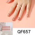 Detail view of purple cow print and heart nail stickers with daisy floral patterns - Nude Pink Daisy Flower Style (QF657)