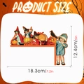Detail showing dimensions of vintage Halloween wooden door corner decor with retro illustration - MZ784B Right
