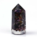 Hexagonal resin crystal pillar with colorful tumbled tourmaline stones for meditation - Tourmaline