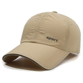 Breathable khaki mesh baseball cap with sport lettering and reflective brim details - Adjustable / Khaki