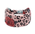 Pink leopard print wide headband with rose flower pattern for women's yoga sport - Pink Leopard Floral