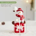 Statuetta luminosa di pupazzo di neve di Natale in ceramica con dimensioni e peso. - Pupazzo di Neve in Ceramica (5262-1)