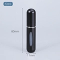 Black 5ml refillable perfume spray bottle with visual window and matte metal finish - Matte Black