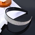 Sparkling black headband with multi-color rhinestones on a reflective surface - AB Colored Grid Full Rhinestone