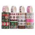 24-roll Christmas washi tape set with gold foil patterns of Santa Claus and snowmen - 24 Rolls Set - Christmas Green (YD-DS012)