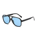 Classic aviator sunglasses with black double bridge frame and light blue lenses - Black Frame Ocean Blue Polarized