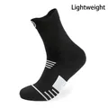 Thin breathable black crew socks with white stripes and knit cotton blend material - Thin Crew / Black