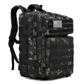 Tactical Oxford backpack in black and green camo with American flag patch and MOLLE system - 45L / Black CP Camouflage