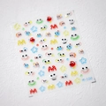 Colorful 3D cartoon eye nail art sticker M-120 with stars and jelly texture shapes - Cartoon Big Eyes Letter M Style (M-138)