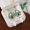 Chinese style butterfly tassel earrings with blue enamel pearl and red gemstone drop - E3297-8/Chinese Style Cloud Pearl Agate