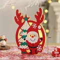 Christmas Santa Claus wooden lighted ornament 22cm with warm LED glow and reindeer frame - Antler Santa Tree