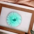 Mint green plush hair scrunchie with soft faux fur texture for girls' hairstyles - Light Green