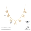 Dimensiones detalladas del collar de plata S925 dorada con estrellas de circón 5A - Plata 925 / Plata 925 chapada en oro amarillo