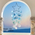 Kit de carillón de conchas azules con forma de estrella y degradado azul-verde 16x59cm - Producto terminado / Campana de Viento de Estrella y Concha-Azul