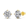 Elegant gold S925 sterling silver stud earrings with round brilliant-cut zircons - Six-Claw Round Gold (NE1D0008-S-G-WH)