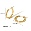 French style hollow circular earrings with golden twisted texture and polished finish - Gold Small Twisted Style (TE6406-G)