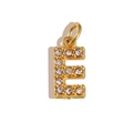 Detailed view of a gold-plated letter E pendant set with sparkling cubic zirconia stones - Letter E / Gold